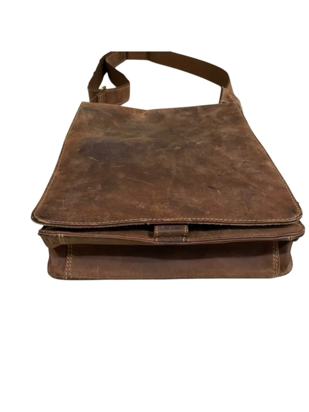VISCONTI Vintage Jasper Portrait Leather Messenger Bag Brown